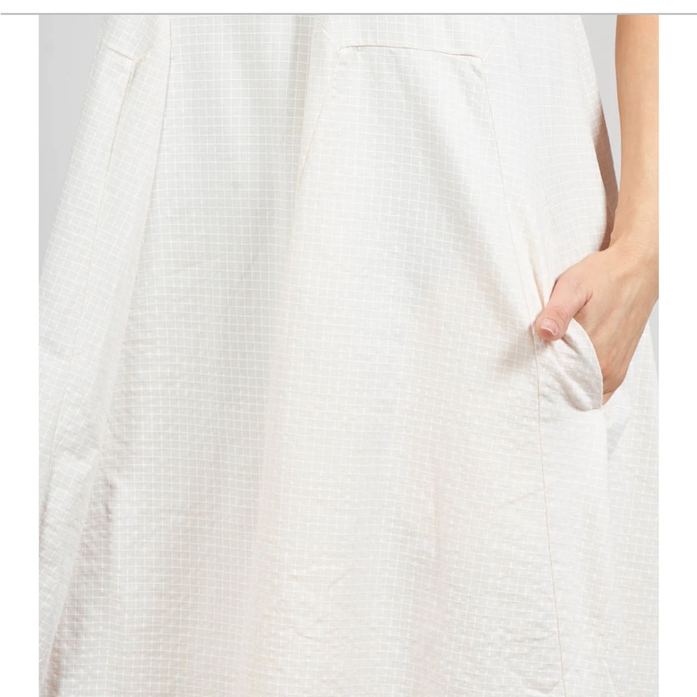 Rundholz Black Label Tunic Dress Flared Hemline Rose Print Check Beige White - Picture 5 of 12